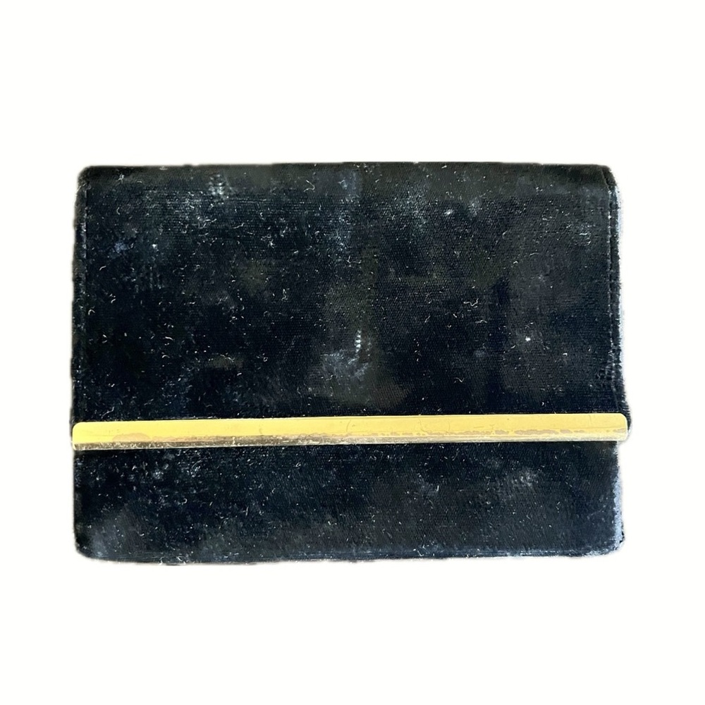BRITEMODE Vintage 1950’s Black Velvet & Brass Clutch Purse Bag